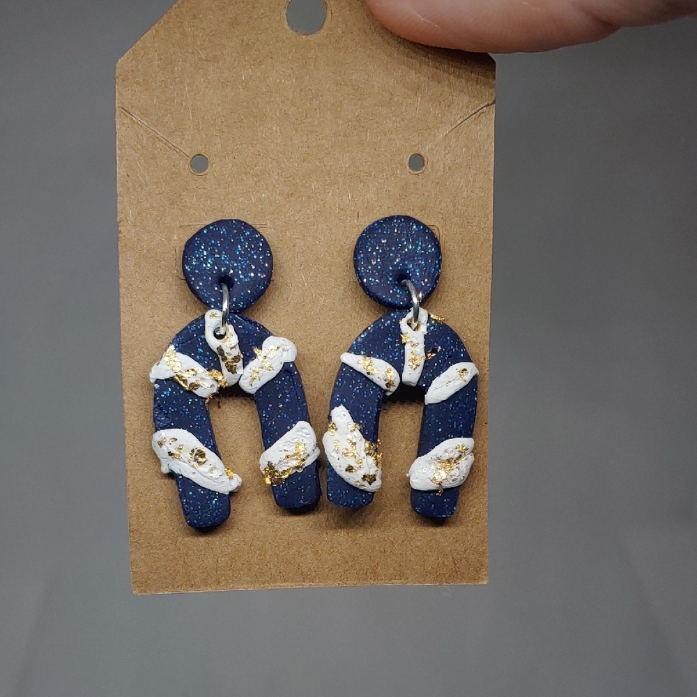 Blue and White Dangle Earrings